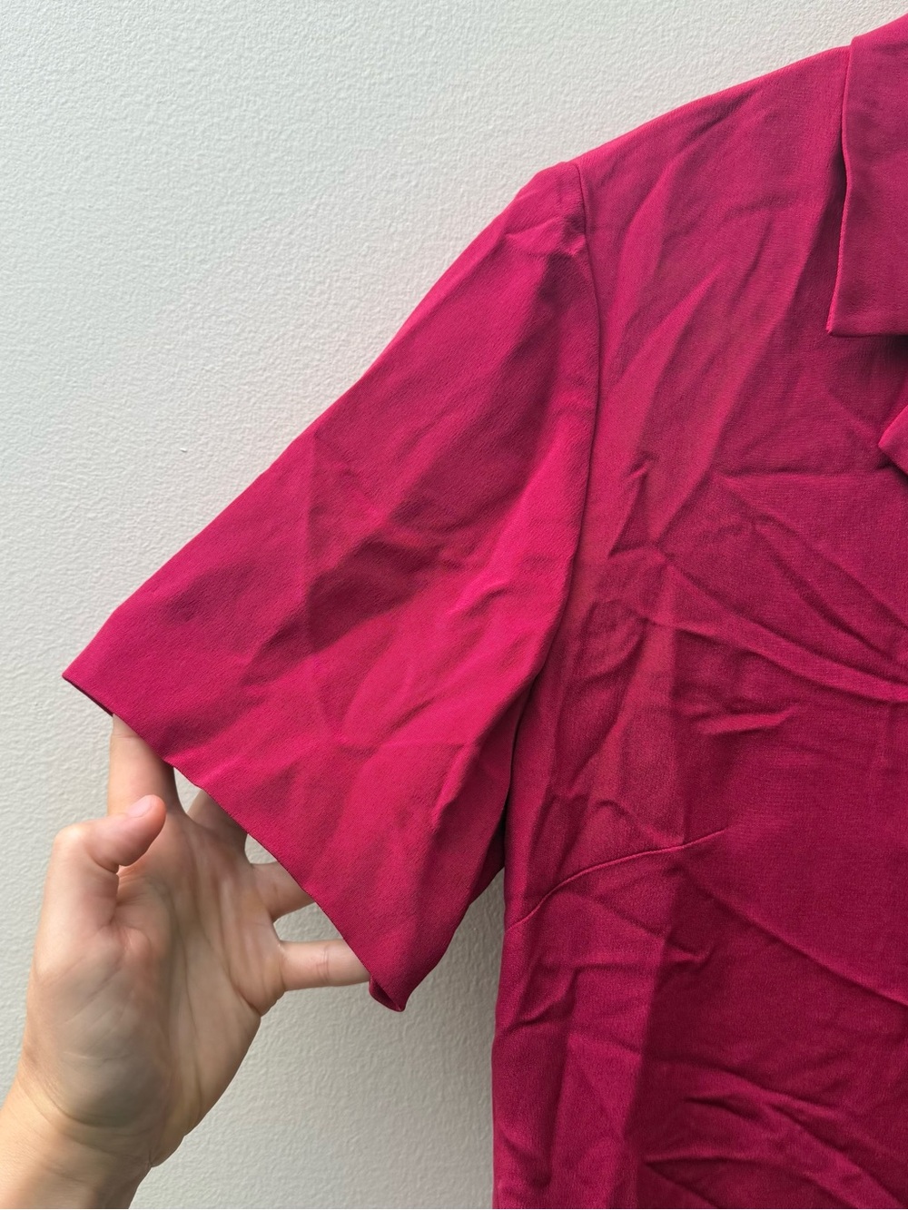 Talbots Raspberry Silk Short Sleeve Button Front Blouse - Picture 4 of 9